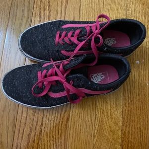 Black retro vans with pink ties